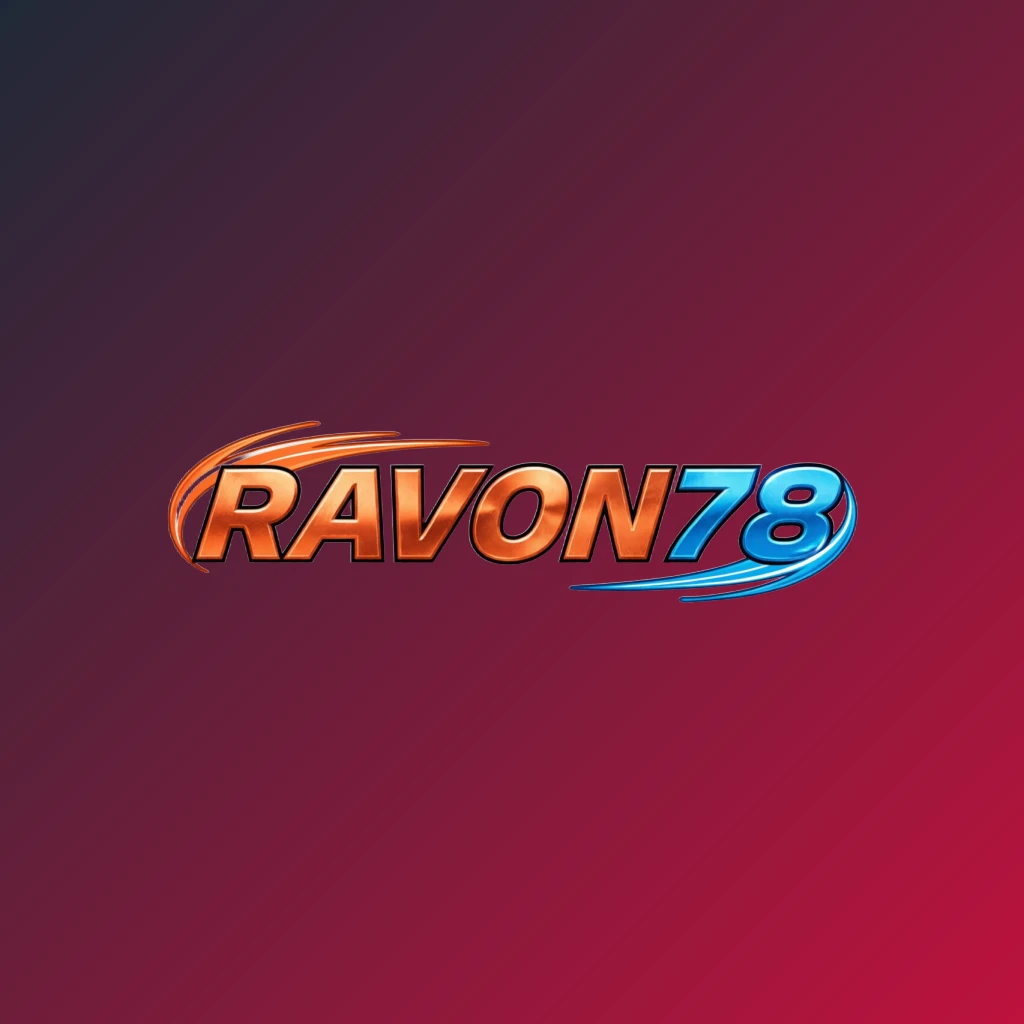 Powerful sports logo for RAVON78 featuring bold italic lettering in bright orange, blue, and white with speed lines and energetic motion effects on a transparent background